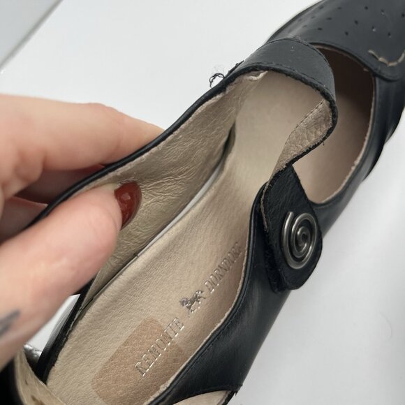Remonte Dorndorf Leather Mary Jane Slingback Heels Size 40, US 9-9.5 Black Boho - Picture 11 of 13